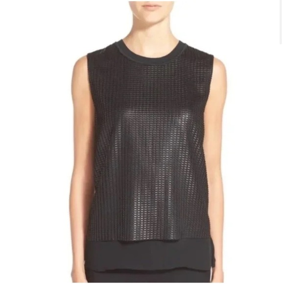 VINCE Mesh Lattice Overlay Silk Lined and Layered Tank Top Sleeveless Sz XS - Picture 14 of 14